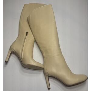 Sam Edelman Shauna Knee High Boots Women’s US 6 Eggshell Leather Heeled Zip NEW